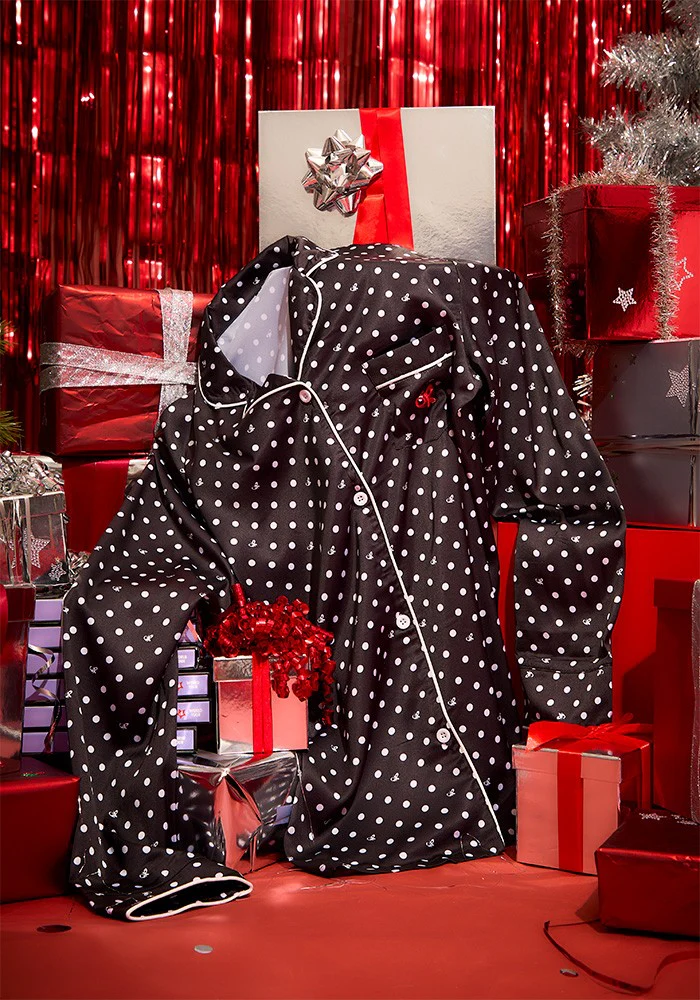 Black Polka Dot OR Pajama + Sleepmask Set - Image 3
